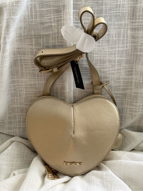 bebe Handbags - bebe Metallic Gold Heart Mini Crossbody Purse
